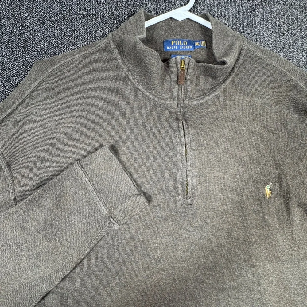 Polo Ralph Lauren Estate Rib 1/4 Zip Pullover Men's 2XLT Brown Cotton